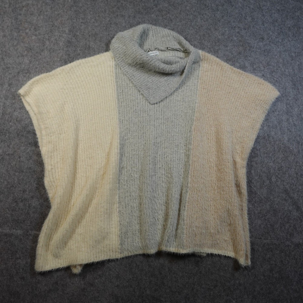 Anthropologie Sweater Womens‎ One Size Poncho Colorblock Cowl Neck Knit Fuzzy